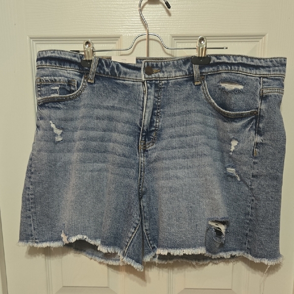 BKE Distressed Light Blue Denim Jean Shorts - Picture 2 of 6